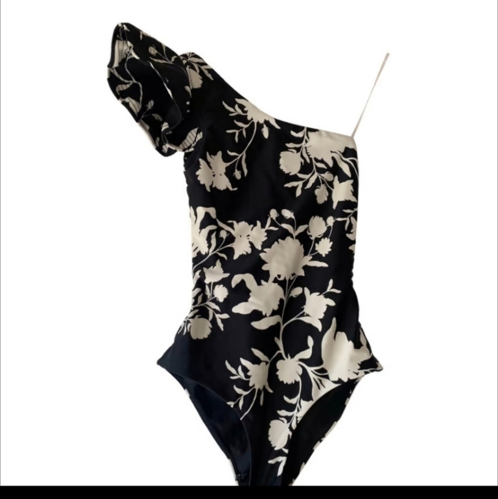 Johanne Ortiz Floral one shoulder ruffle swimsuit